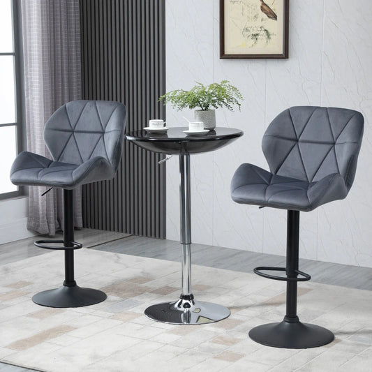 Set Of 2 Luxurious Velvet-Touch Triangle indenting seat - Dark Grey