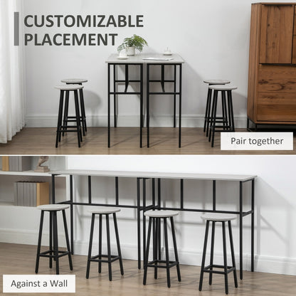 6-Piece Bar Table Set, 2 Breakfast Tables with 4 Stools