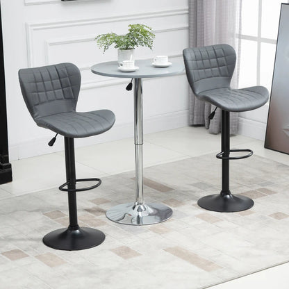 Bar Stools Set of 2 Adjustable Height Swivel Bar Chairs - Leather