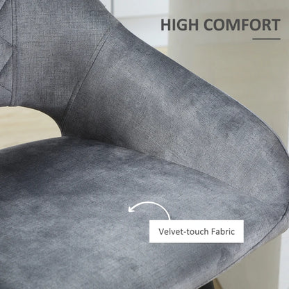 HOMCOM Velvet-Touch Fabric Counter Height Bar Chairs, Grey