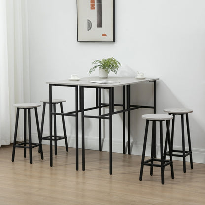 6-Piece Bar Table Set, 2 Breakfast Tables with 4 Stools