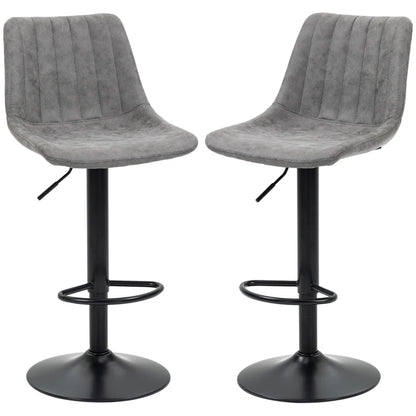 Adjustable Home Pub Bar Stools Set of 2 Counter Height Barstools - Grey