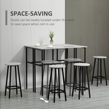 6-Piece Bar Table Set, 2 Breakfast Tables with 4 Stools