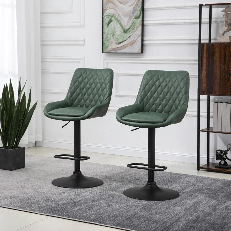 Set of 2, Retro Adjustable Kitchen Stool, Upholstered Bar Chairs with Back, Swivel Seat