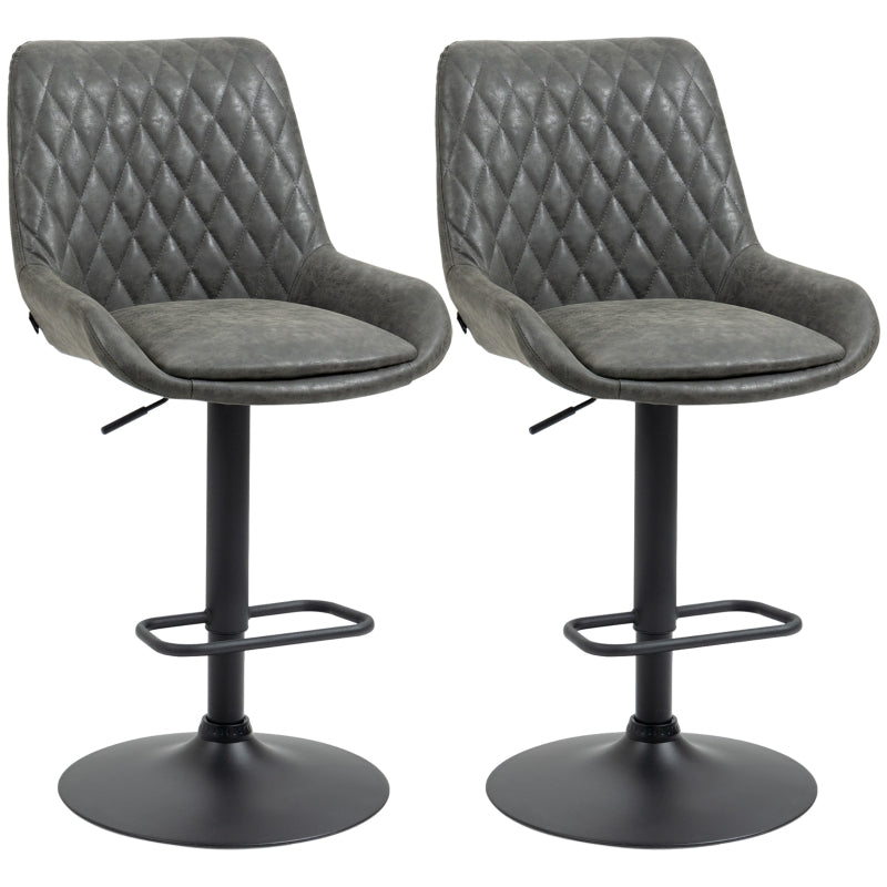 Set of 2, Retro Adjustable Kitchen Stool, Upholstered Bar Chairs with Back, Swivel Seat