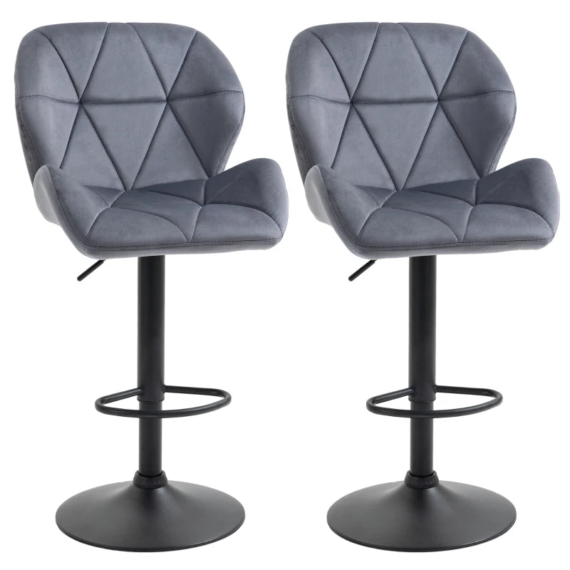 Set Of 2 Luxurious Velvet-Touch Triangle indenting seat - Dark Grey