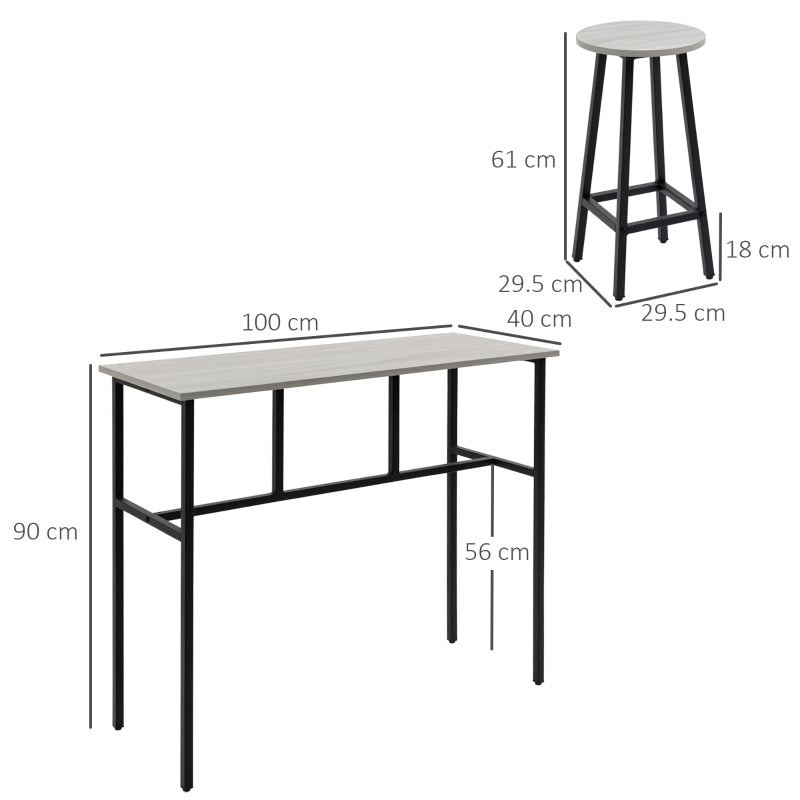 6-Piece Bar Table Set, 2 Breakfast Tables with 4 Stools