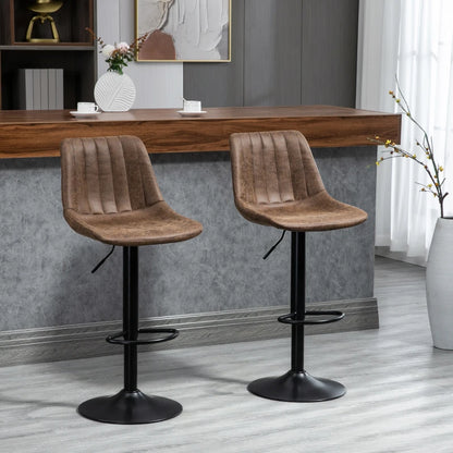 Adjustable Home Pub Bar Stools Set of 2 Counter Height Barstools - Brown