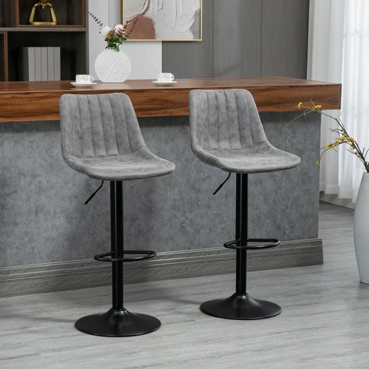 Adjustable Home Pub Bar Stools Set of 2 Counter Height Barstools - Grey