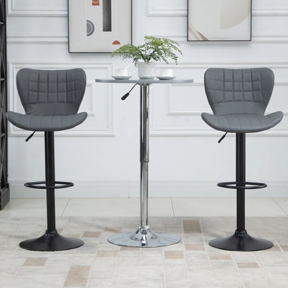 Bar Stools Set of 2 Adjustable Height Swivel Bar Chairs - Leather