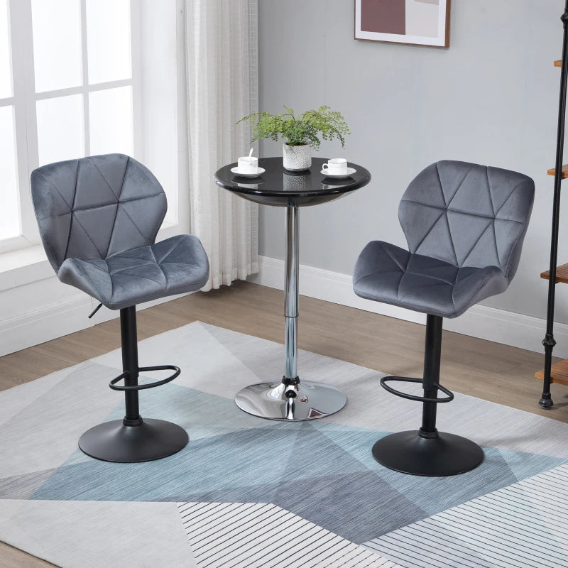 Set Of 2 Luxurious Velvet-Touch Triangle indenting seat - Dark Grey