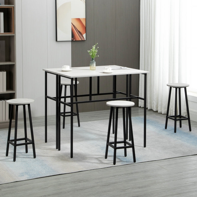 6-Piece Bar Table Set, 2 Breakfast Tables with 4 Stools