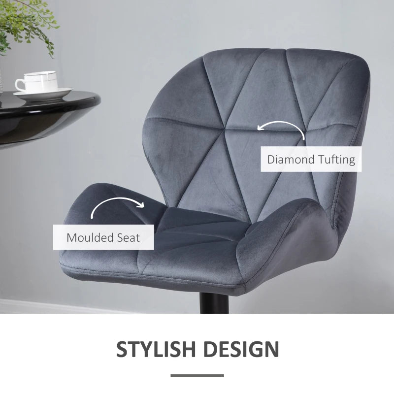 Set Of 2 Luxurious Velvet-Touch Triangle indenting seat - Dark Grey