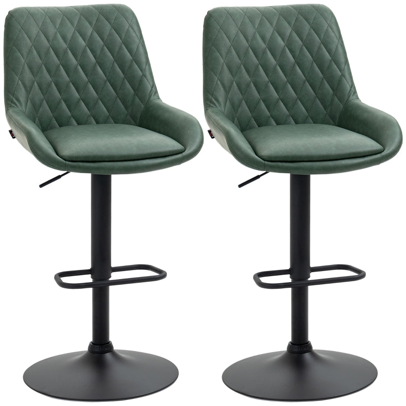 Set of 2, Retro Adjustable Kitchen Stool, Upholstered Bar Chairs with Back, Swivel Seat