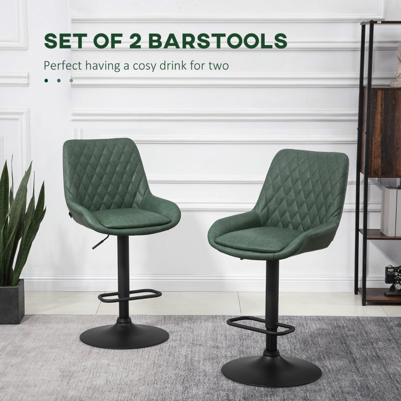 Set of 2, Retro Adjustable Kitchen Stool, Upholstered Bar Chairs with Back, Swivel Seat